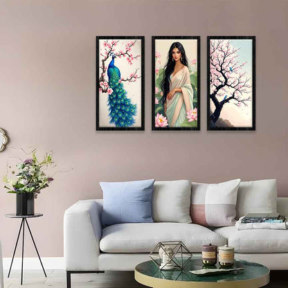 Peacock Grace Wall Art Set of 3