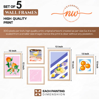 Summer Fruit Wall Art Set of 5