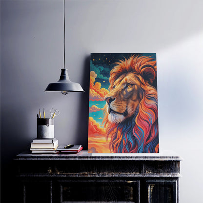 Majestic Lion in Sunset Clouds