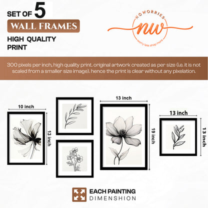 Elegant Floral Wall Set of 5