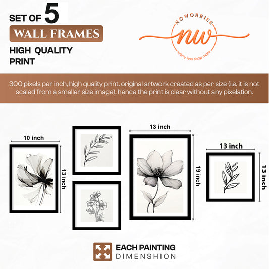 Elegant Floral Wall Set of 5