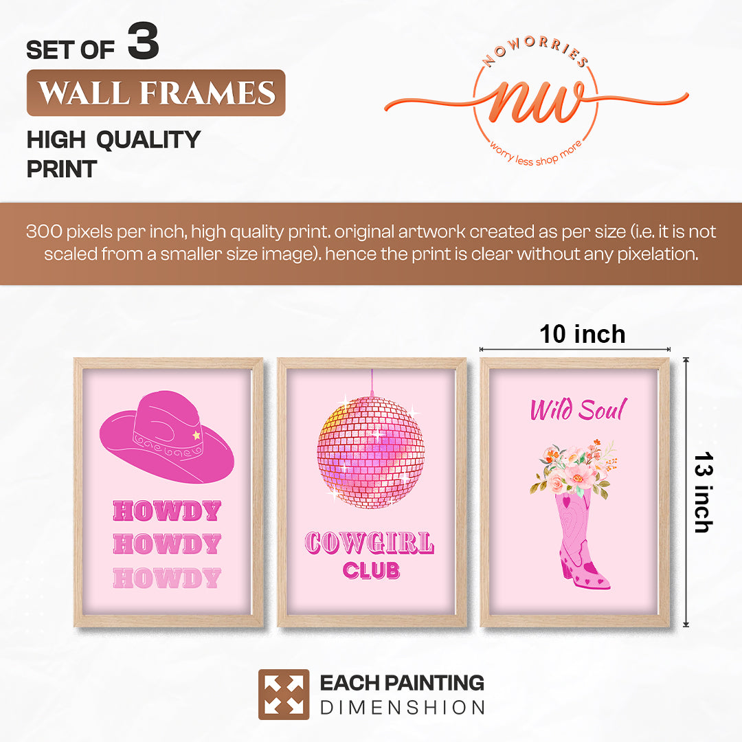 Cowgirl Club Pink Western Wall Art Set