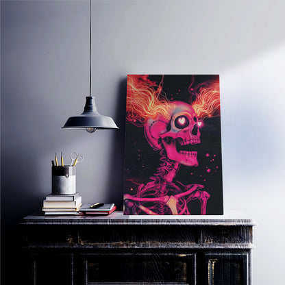 Flaming Heart Skeleton Canvas