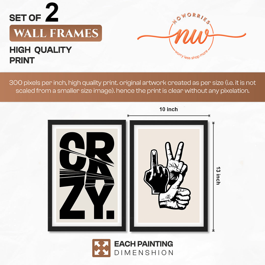 Crazy Hand Gesture Contemporary Wall Art Set of 2