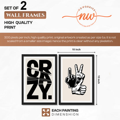 Crazy Hand Gesture Contemporary Wall Art Set of 2