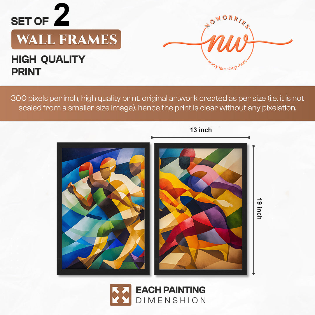 Vibrant Abstract Figures Poster Set of 2