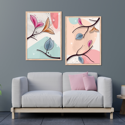 Pastel Leaves Wall Frame Set