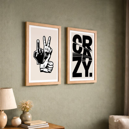 Crazy Hand Gesture Contemporary Wall Art Set of 2