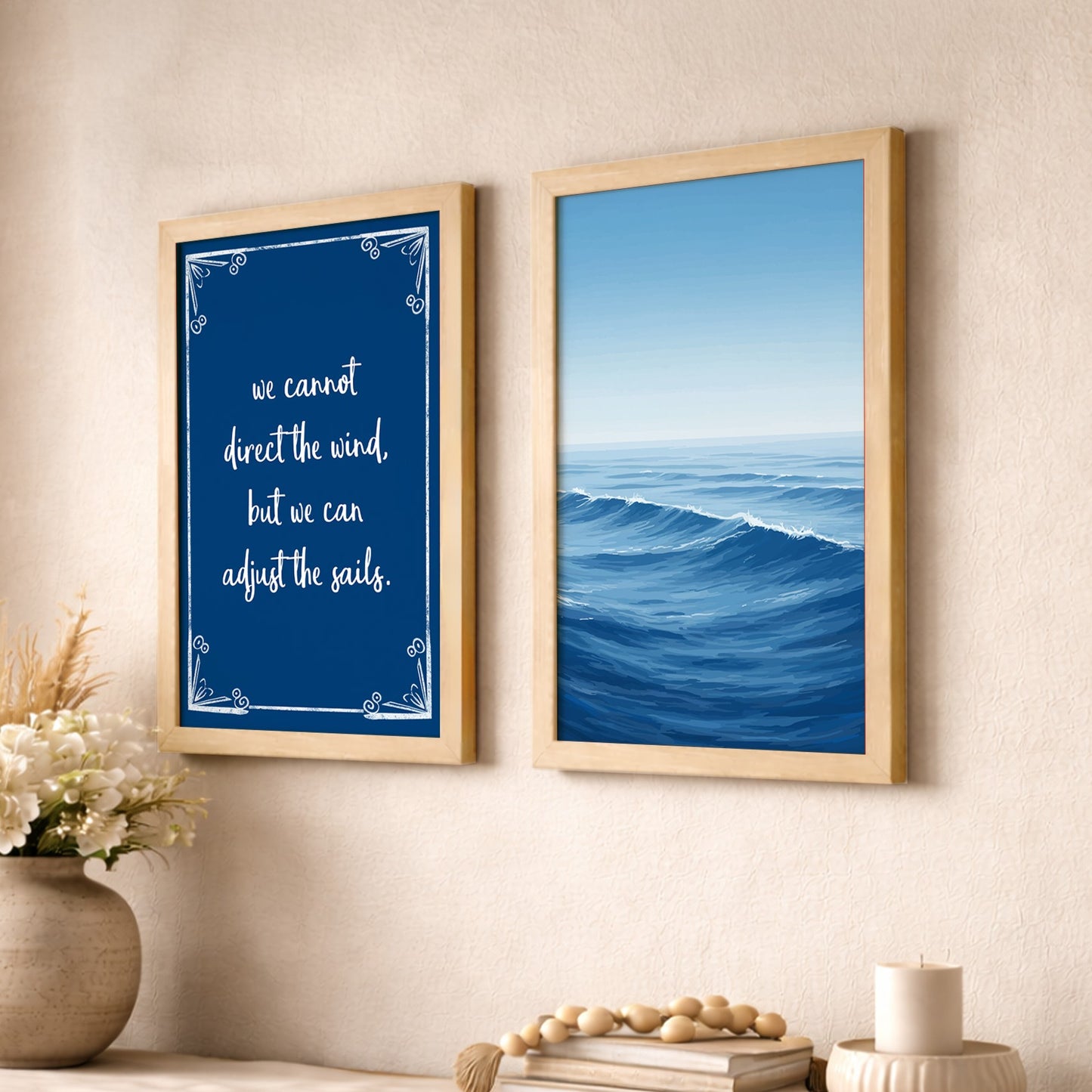 Adjust the Sails Coastal Motivational Wall Art Set of 2