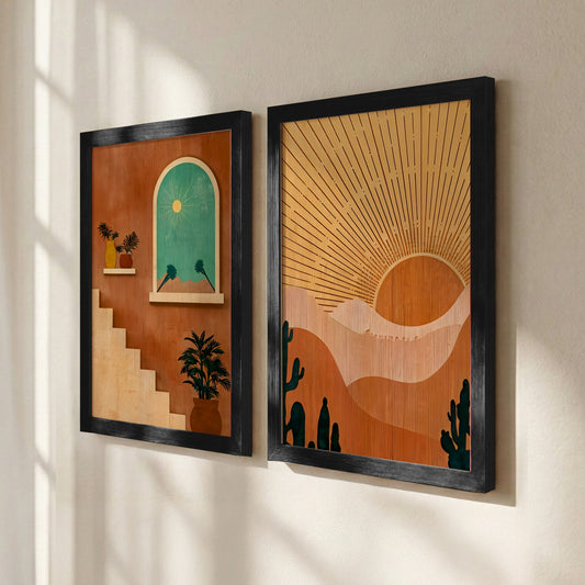 Boho Desert Sunset Wall Frame Set of 2