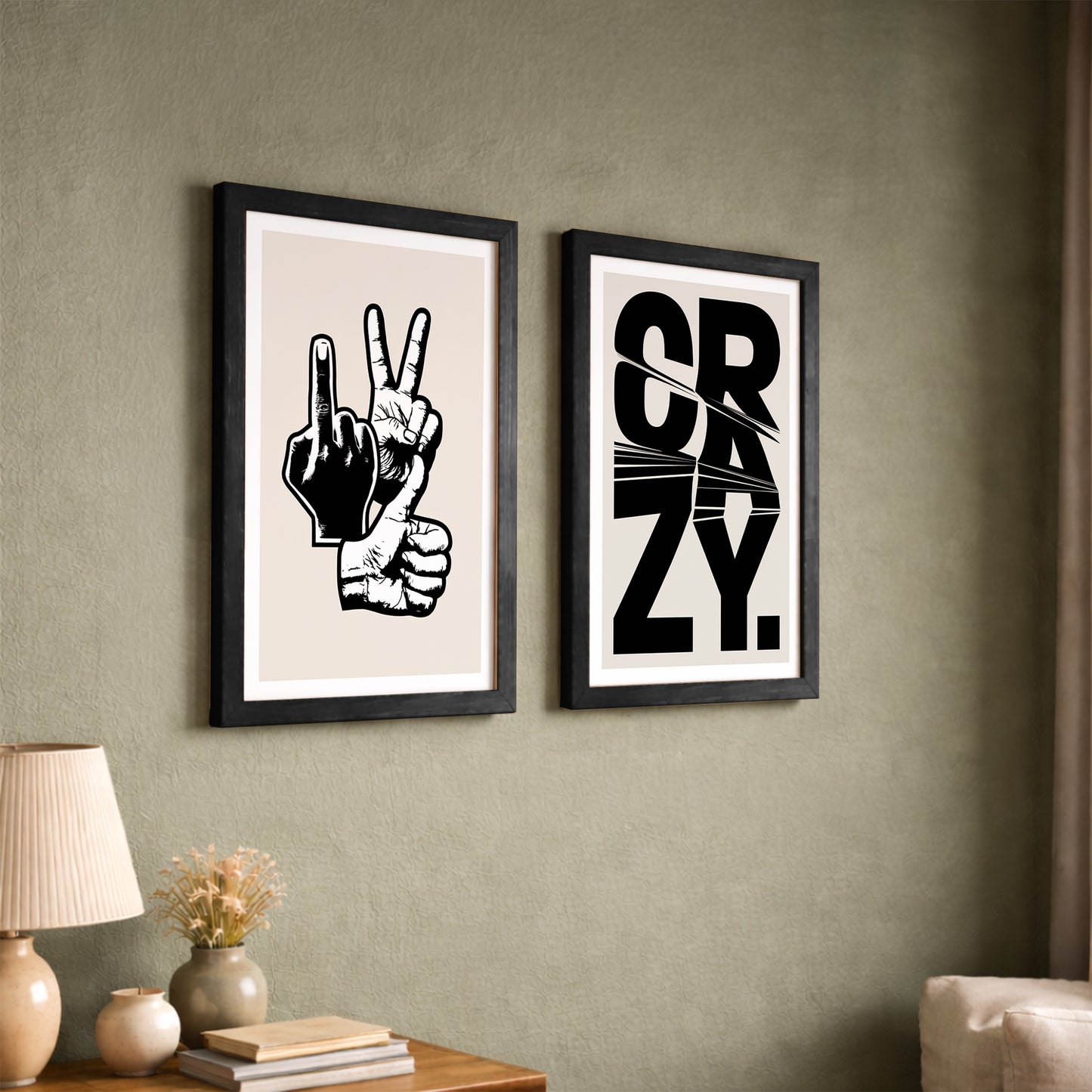 Crazy Hand Gesture Contemporary Wall Art Set of 2