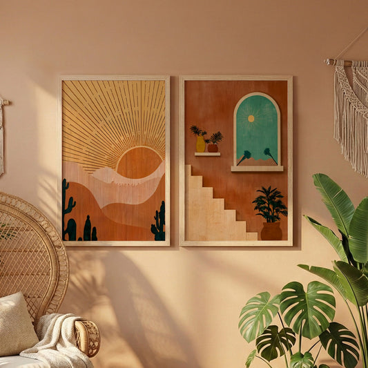 Boho Desert Sunset Wall Frame Set of 2