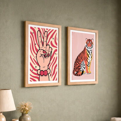 Peace & Power Modern Pop Art Wall Art Set of 2