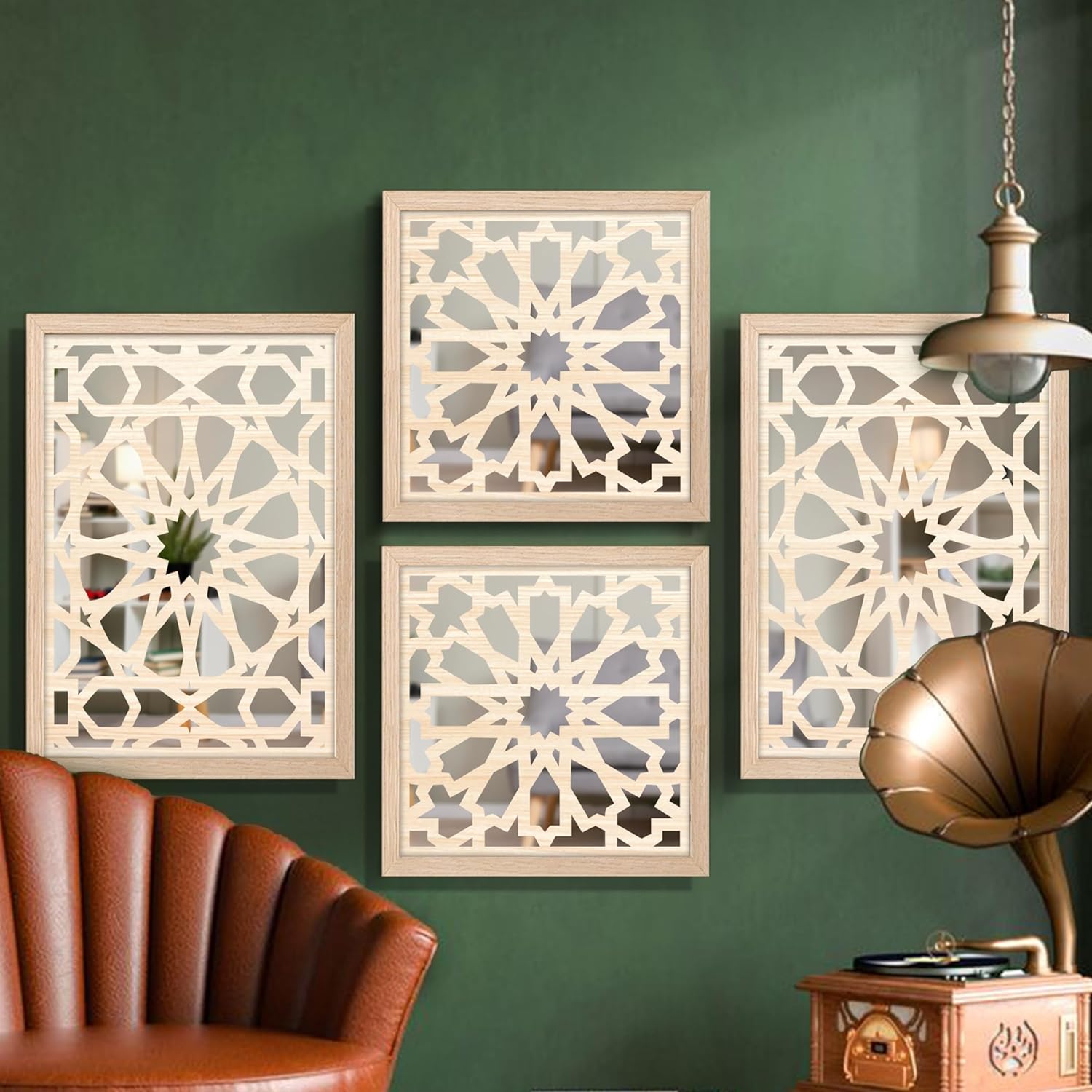 Geometric Pattern Wall Mirror Set of 4