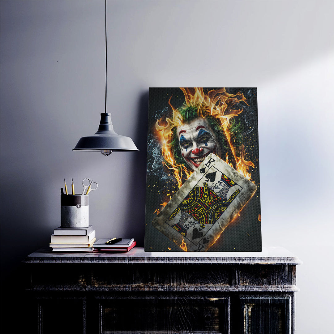 Flaming Joker Card Canvas