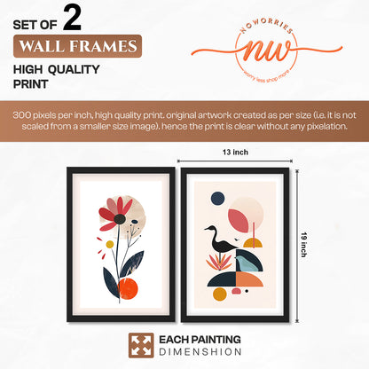 Abstract Modern Floral Wall Art Set of 2