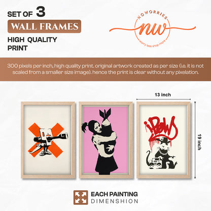 Banksy Inspired Street Art Wall Set of 3