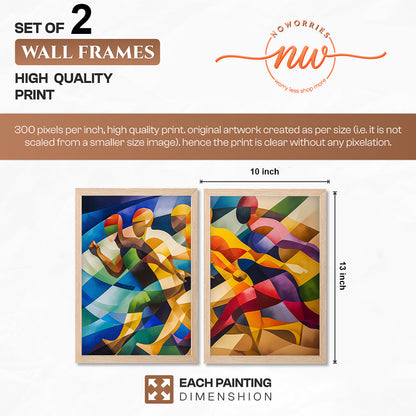 Vibrant Abstract Figures Poster Set of 2