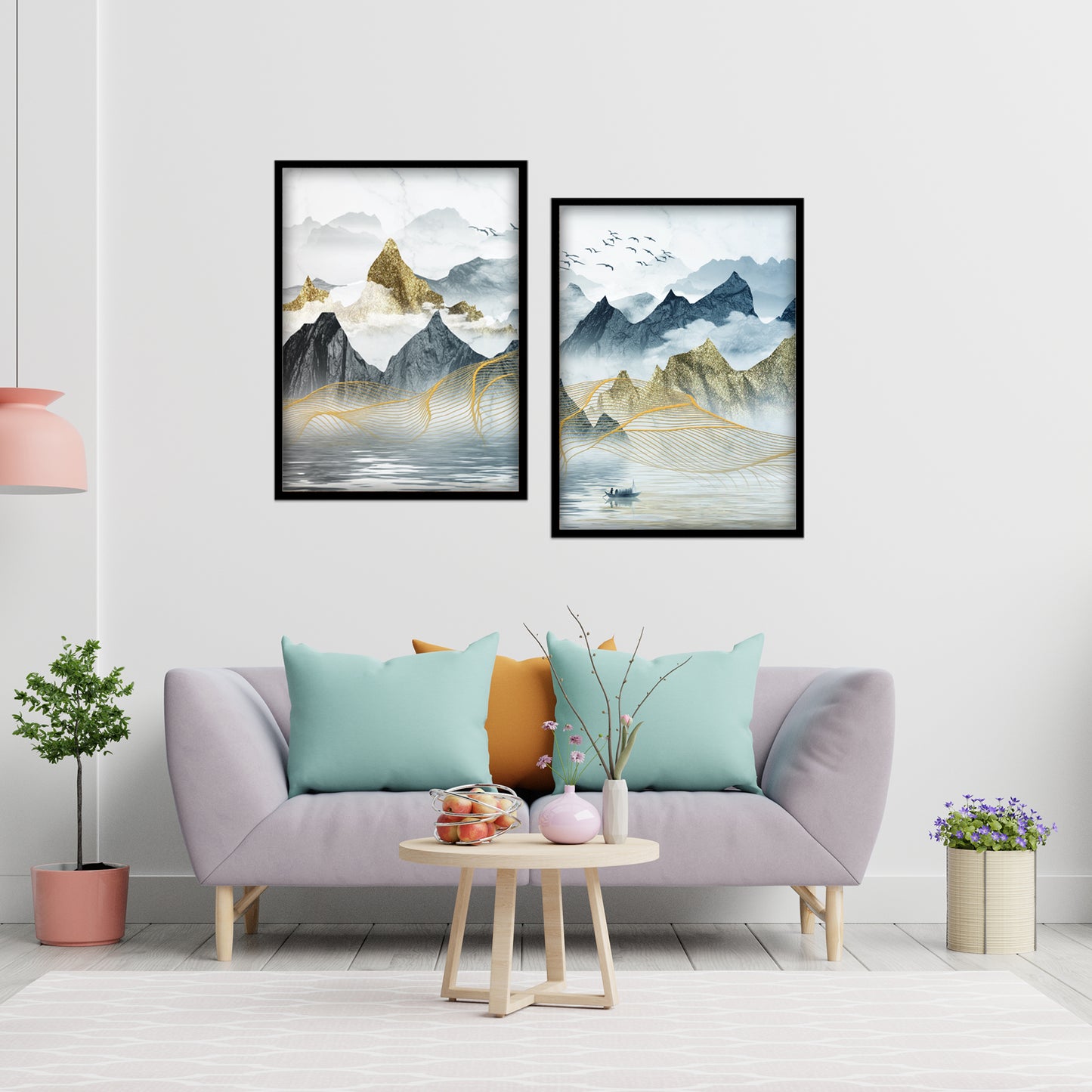 Golden Mist Mountains Wall Frame