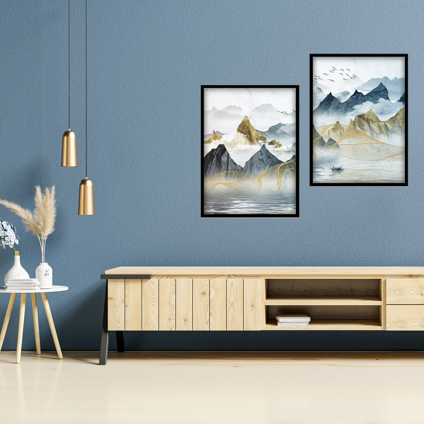 Golden Mist Mountains Wall Frame