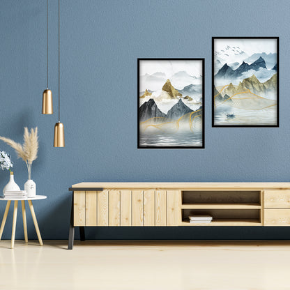Golden Mist Mountains Wall Frame