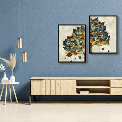 Premium Botanical Floral Artwork with Wooden Frame