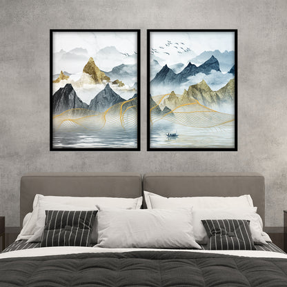 Golden Mist Mountains Wall Frame