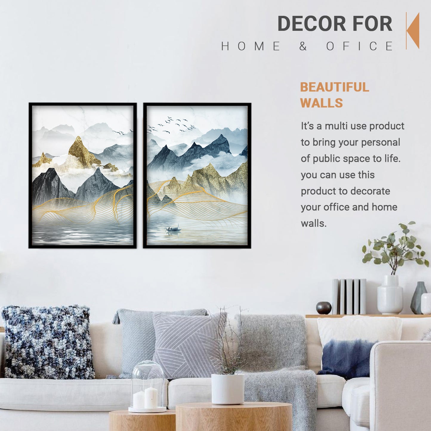 Golden Mist Mountains Wall Frame
