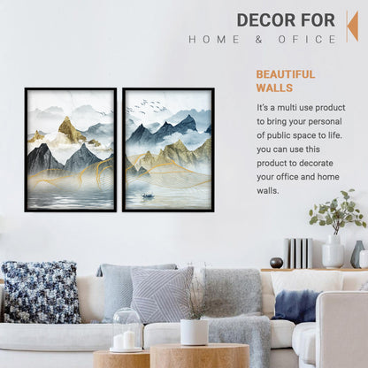 Golden Mist Mountains Wall Frame