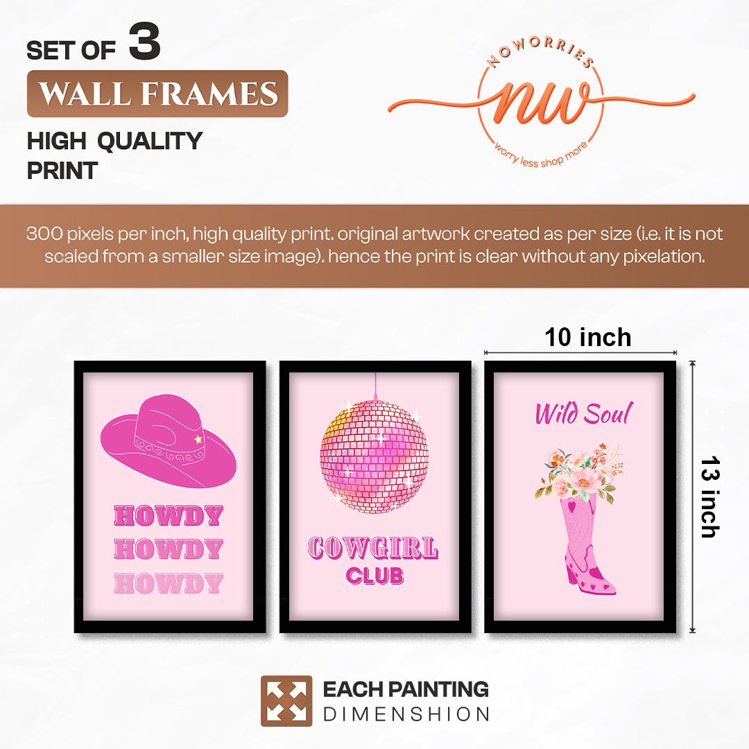 Cowgirl Club Pink Western Wall Art Set