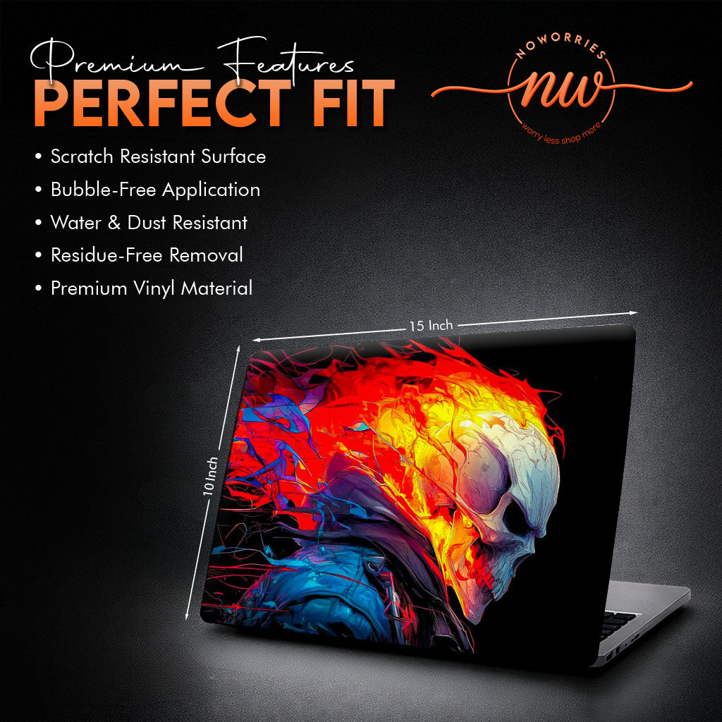 Hellfire Skull Neon Abstract Aesthetic Laptop Skin