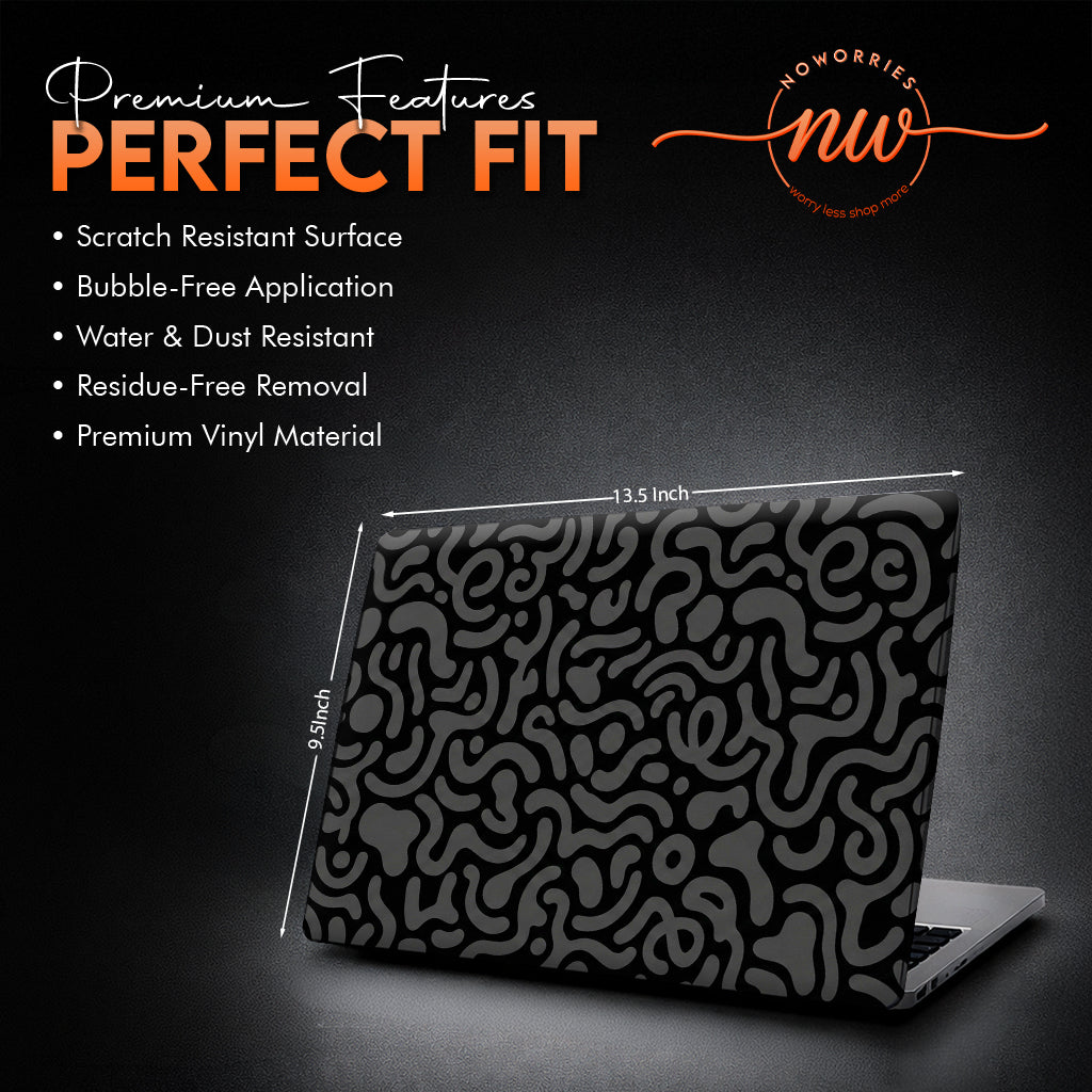 Black & Grey Doodle Maze Minimalist Laptop Skin
