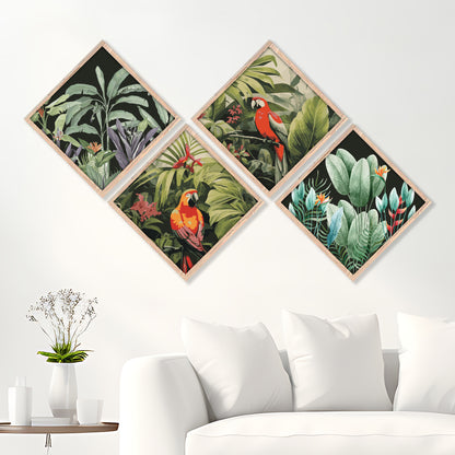Tropical Parrot Haven Wall Frame Set