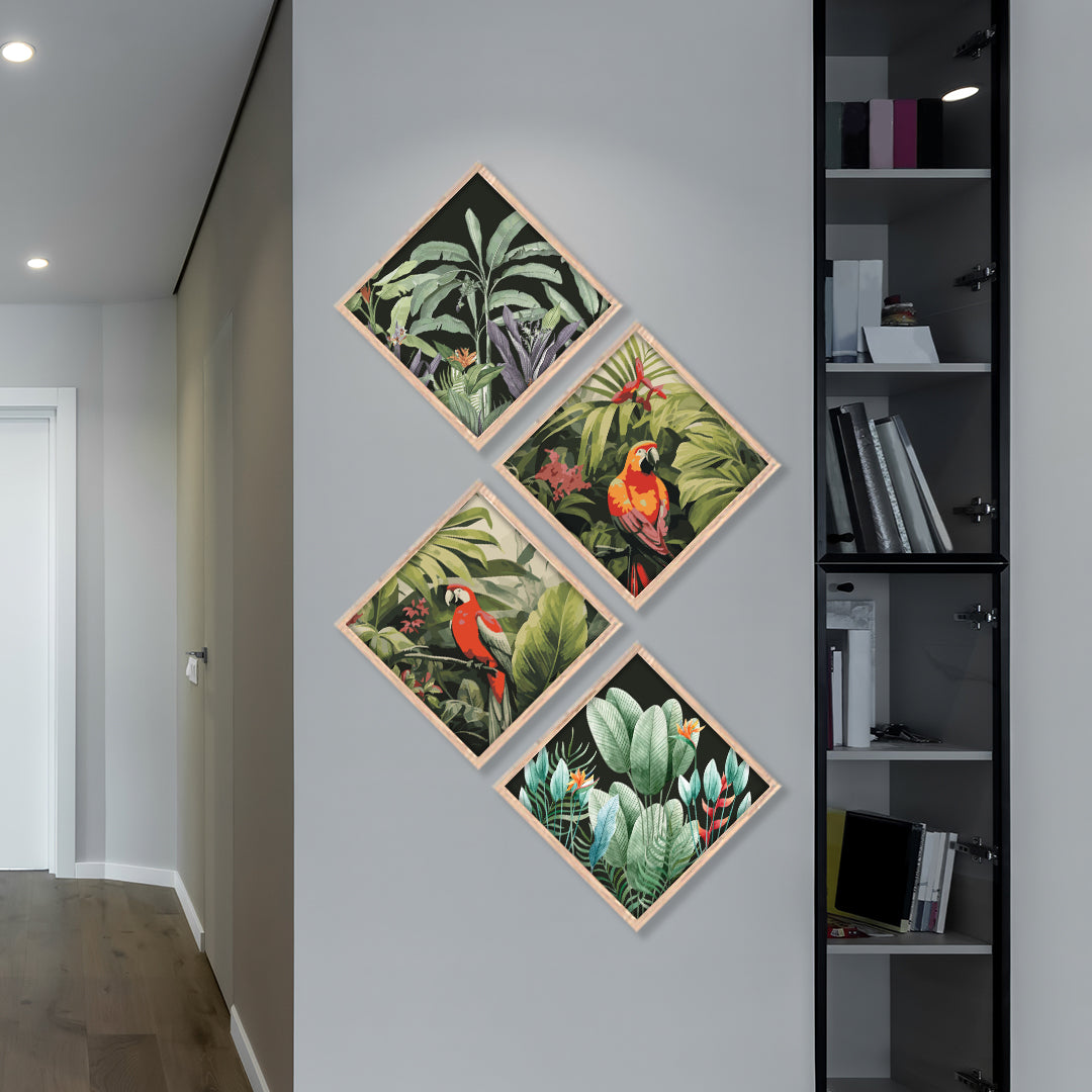 Tropical Parrot Haven Wall Frame Set