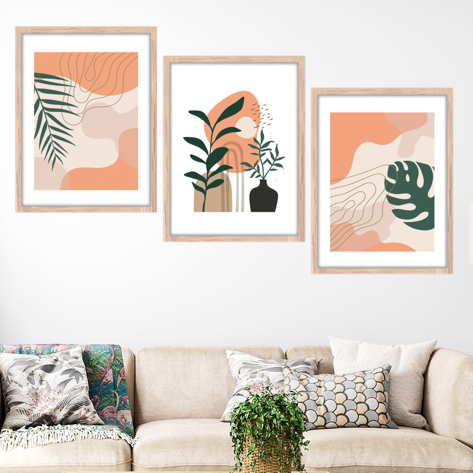 Peach Botanical Trio Wall Frame