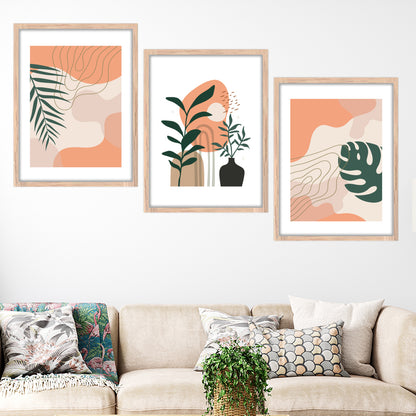 Peach Botanical Trio Wall Frame