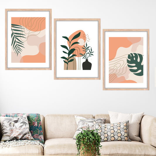 Peach Botanical Trio Wall Frame