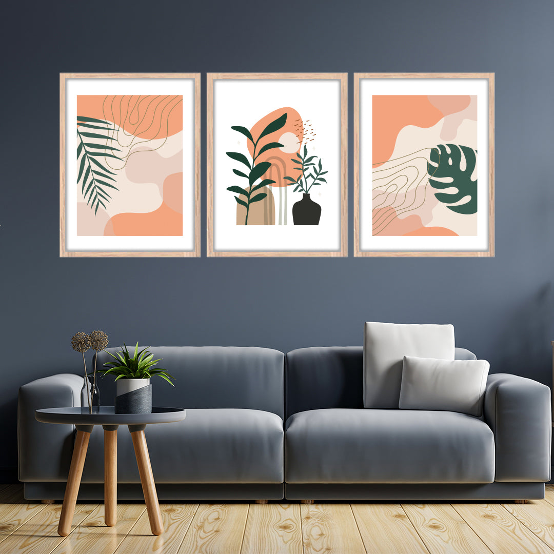 Peach Botanical Trio Wall Frame
