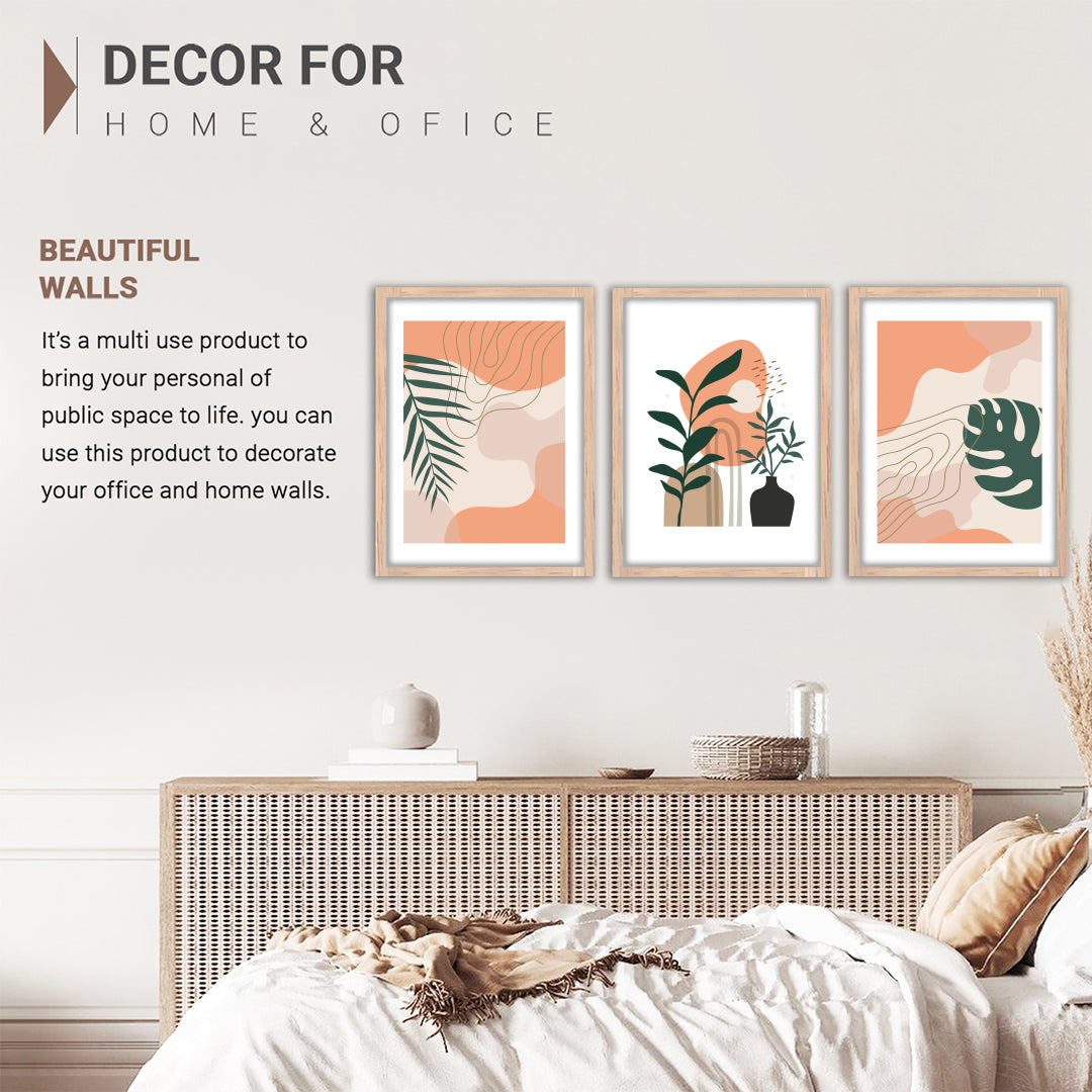 Peach Botanical Trio Wall Frame