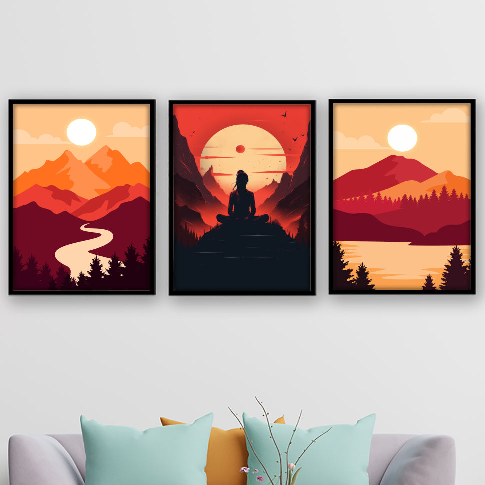 Sunset Serenity Trio Wall Frame Set