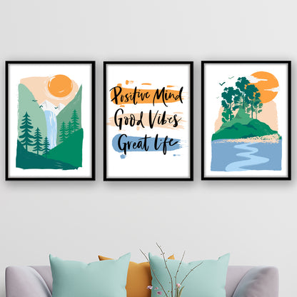 Positive Vibes Landscape Wall Frame Set
