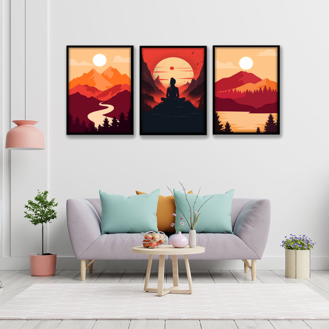 Sunset Serenity Trio Wall Frame Set