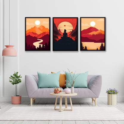 Sunset Serenity Trio Wall Frame Set