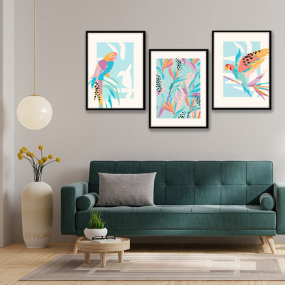 Tropical Parrot Trio Wall Frame