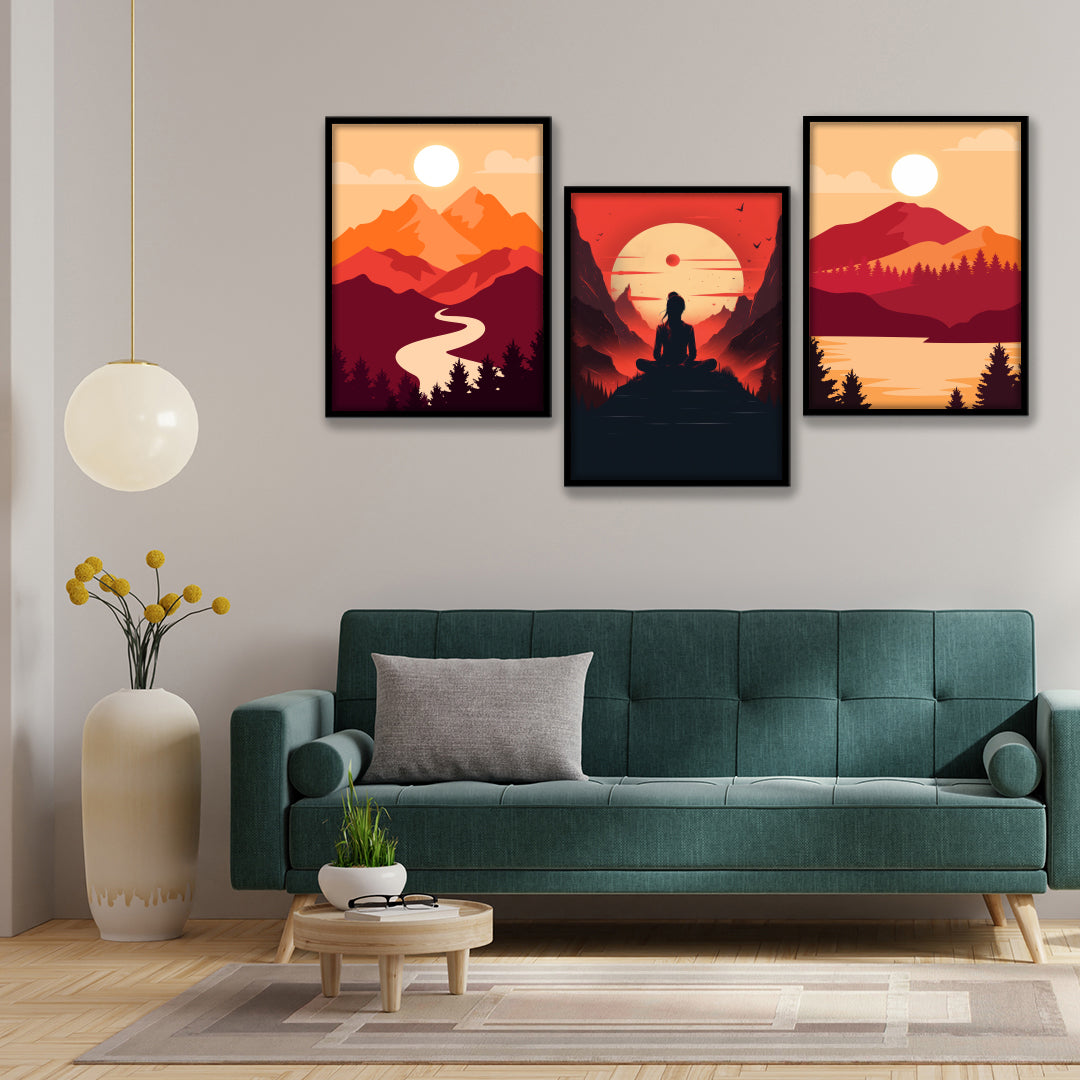 Sunset Serenity Trio Wall Frame Set
