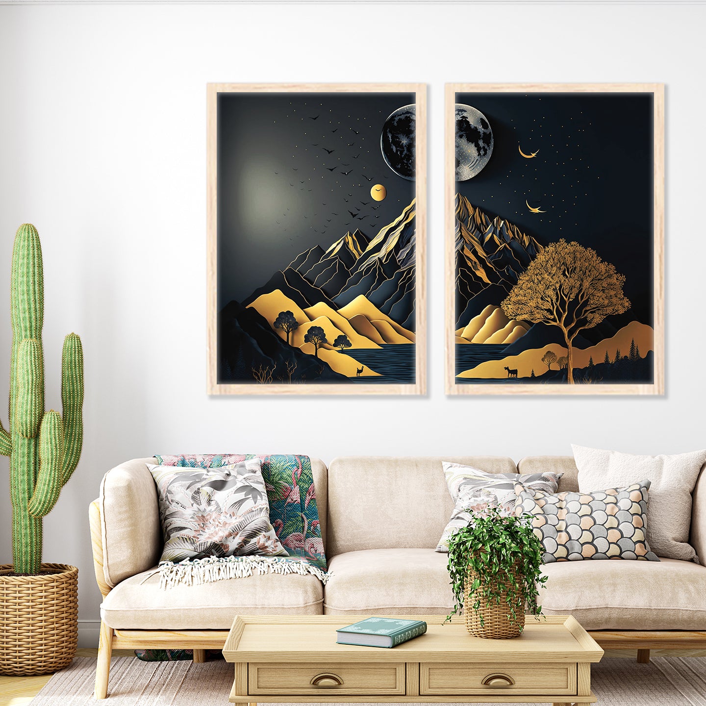 Luxury Black and Gold Night Landscape Wall Frame