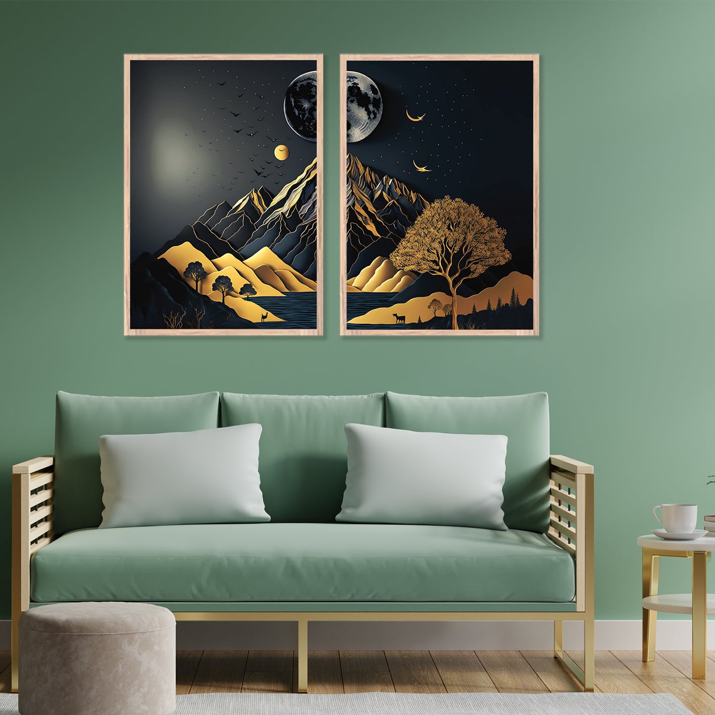 Luxury Black and Gold Night Landscape Wall Frame