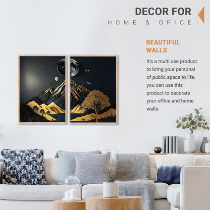 Luxury Black and Gold Night Landscape Wall Frame