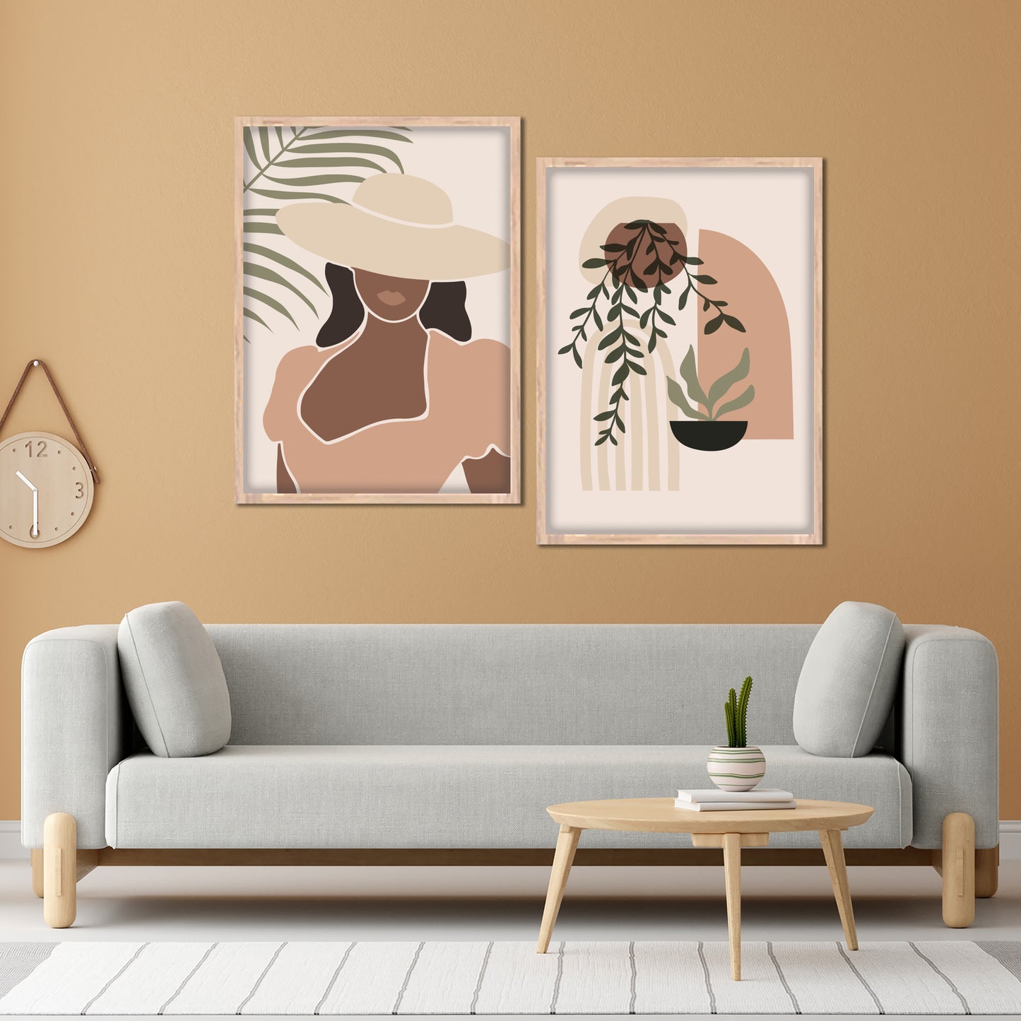Abstract Woman in Hat and Indoor Garden Wall Frame