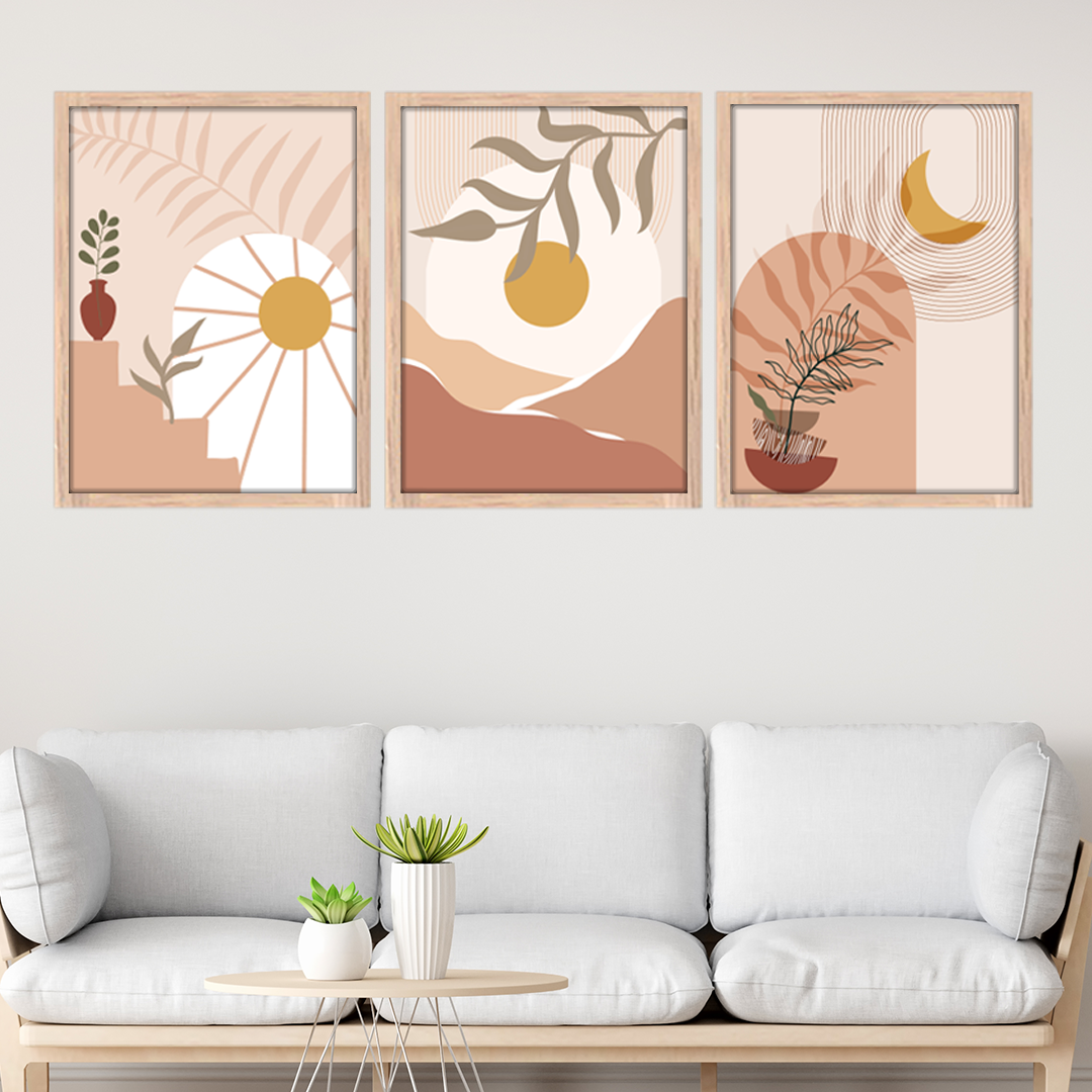Minimal Sunset Trio Wall Frame